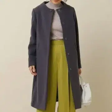 아나텔리어 슈퍼 140 스탠드 칼라 롱 코트