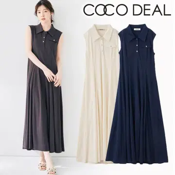 COCO DEAL 슬리브리스 롱 원피스 네이비