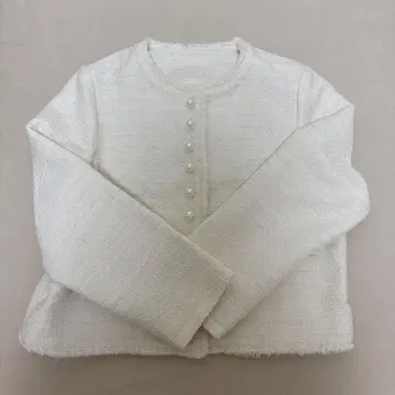 SHIPS 쉽스 슬라브 트위드 노카라 자켓 화이트