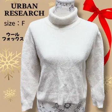 어반 리서치 니트 화이트 FOX 혼방 크롭 터틀 니트 포근한