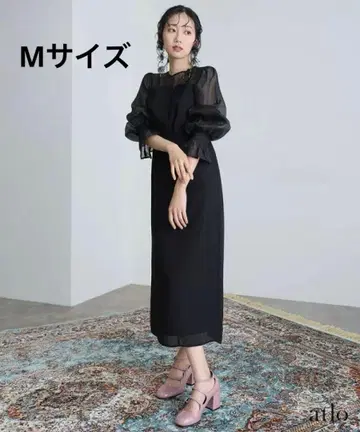 PourVous 쉬폰 뷔스티에 타이트 원피스 블랙 M atlo