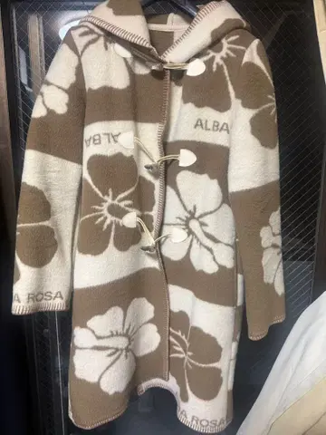 레어!! ALBA ROSA 격자 무늬 후드 부착 롱 더플 코트!