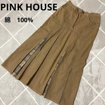 [ L ] 핑크하우스 카키 플리츠 스커트 하이웨스트
