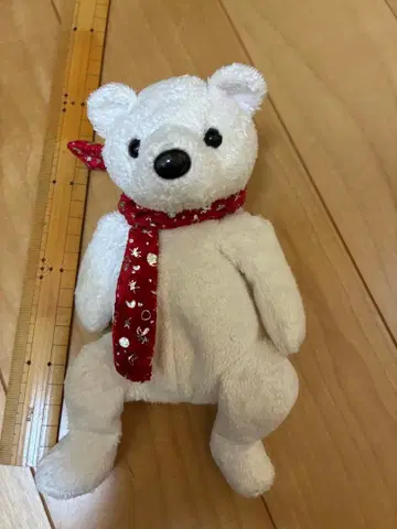 ty 화이트 베어 봉제 인형 빨간색 스카프 포함