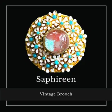 웨스트 독일 사피린 블루 플라워 돔 브로치