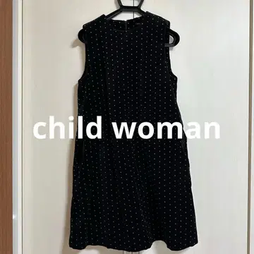 childwoman 벨벳 오버롤 스커트 블랙 도트 무늬 벨로아