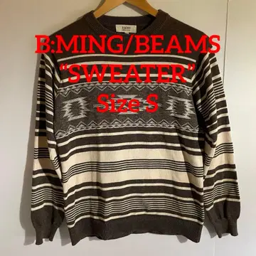 BEAMS 스트라이프 기하학 패턴 니트 스웨터 사이즈 S-M