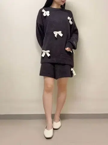젤라또피케 니트 리본 풀오버 & 숏팬츠 세트