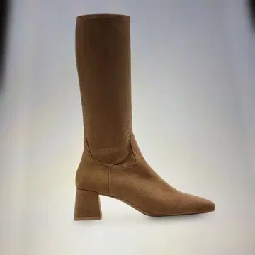 ZARA 베이지 스웨이드풍 롱 부츠 와이드 힐