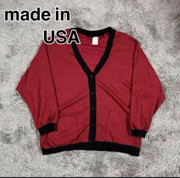 빈티지 USA제 체커 블록 체크 가디건