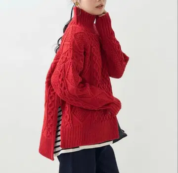 프릭스스토어 케이블 니트 레드