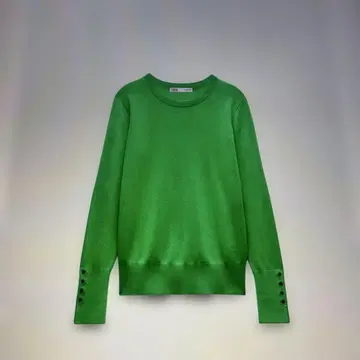 ZARA 그린 크루넥 긴팔 니트