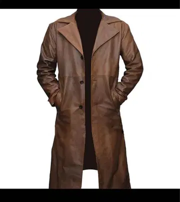 [ 새상품급 ] 브라운 가죽 롱 코트