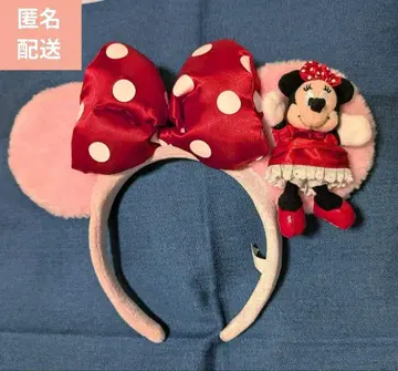디즈니 미니 리본 머리띠 마스코트 포함 핑크