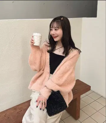 샤기 니트 가디건