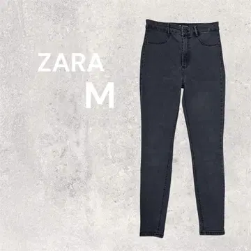 자라 ZARA 스키니 데님 팬츠 스트레이트 청바지 블랙 M