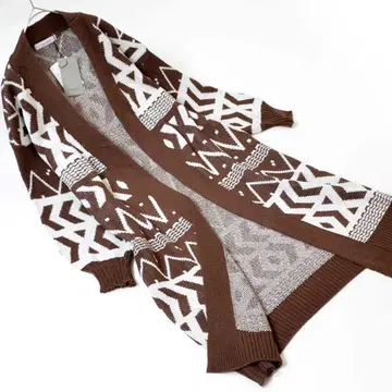 새상품 택 포함 M 브라운 계열 니트 롱 가디건 여성용