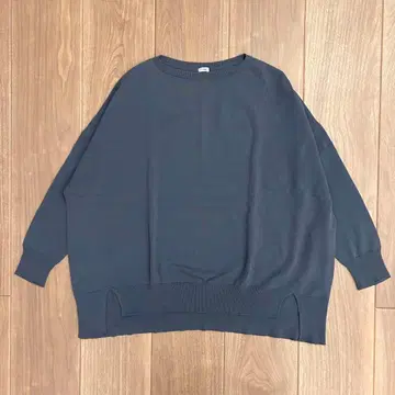 IENA 코튼 스트레치 NEO 와이드 긴팔 풀오버 블루 그레이