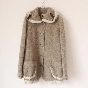 [택 포함 새상품] t.b 트위드 코트 M 사이즈 베이지 모헤어 알파카