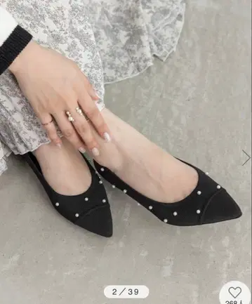 RANDA 펄 플랫 펌프스 블랙 22cm