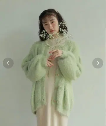 onetome 민트 그린 가디건 샤기 니트 키리마루