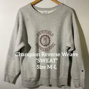 Champion 리버스 위브 청단 멜란지 그레이 아치 로고 두꺼움 M-L