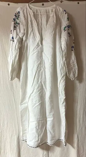 꽃무늬 자수 롱 원피스 빈티지