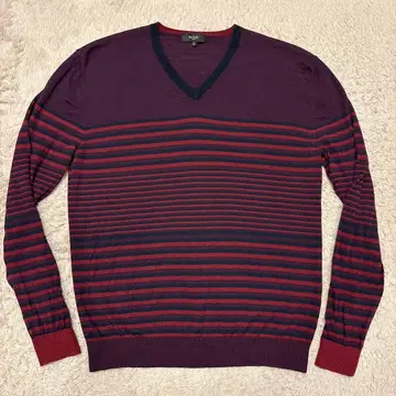 Paul Smith LONDON 울 100% V넥 스웨터 보르도