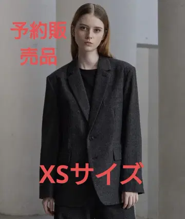 [ CLEL ] 울 블렌드 헤링본 트위드 테일러드 자켓 블랙