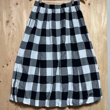 그랑마마도터 블록 체크 벌룬 스커트 1(M) 새상품급