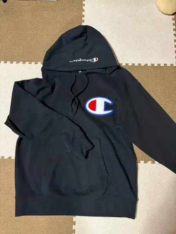 Champion 풀오버 후드티 블랙 M