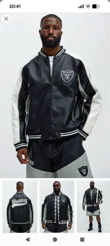 NFL RAIDERS 레이더스 가죽풍 바시티 자켓