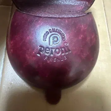 peroni 천연 가죽 원형 코인 케이스 다크 레드