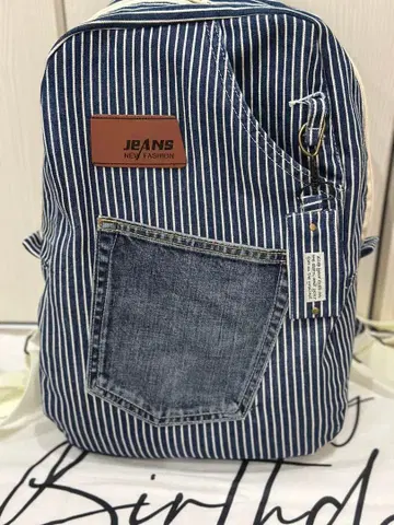 스트라이프 데님 리메이크 백팩