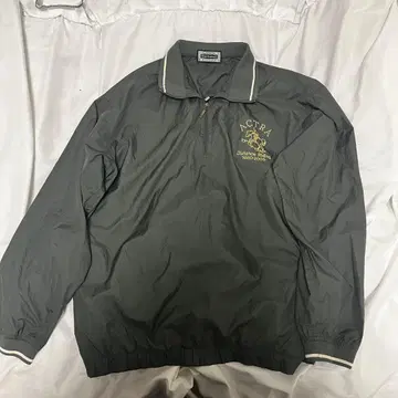 빈티지 구제 의류 블루종 하프 지퍼 카키