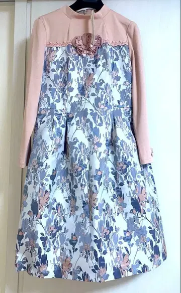 미사용 새상품 슈퍼 뷰티 원피스 40 자카드 핑크 꽃