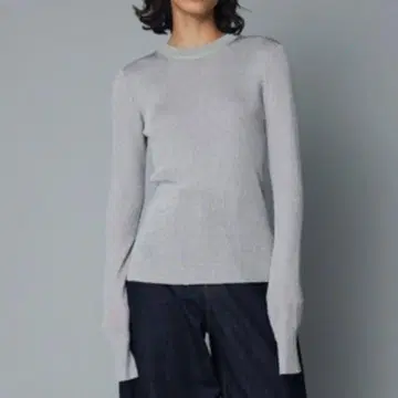 새상품급! Herin.Cye 글리터 리브 상의 실버