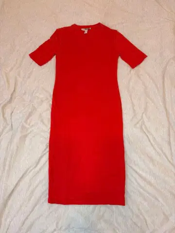 Forever 21 레드 반팔 무릎 기장 원피스