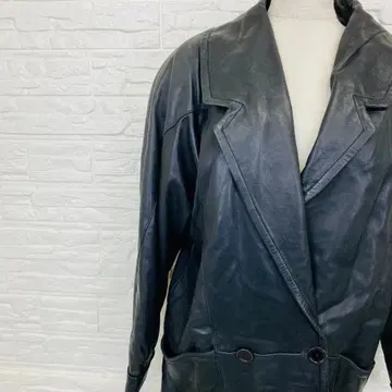 NECESSARY 더블 브레스트 램 가죽 자켓 F