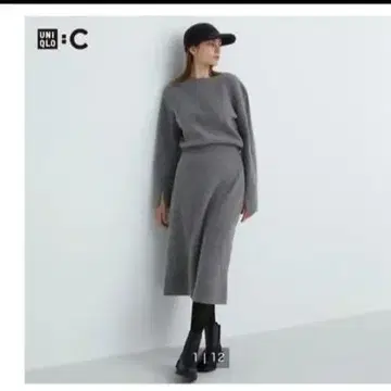 시착만 한 상품 유니클로 U 보트넥 원피스 그레이