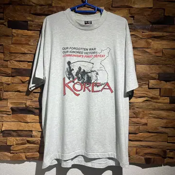 레어 80s 한국 전쟁 T셔츠 그레이 빈티지 싱글 스티치