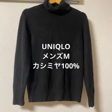 UNIQLO 남성용 캐시미어 터틀넥 스웨터 M 블랙