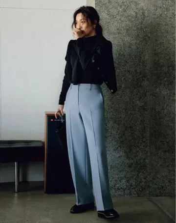 PLST 웜 리저브 와이드 팬츠 스트레이트 팬츠 블루