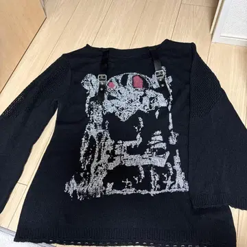 2XL 블랙 그래픽 니트