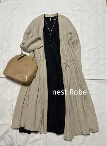 네스트로브 nestRobe 베이지 린넨 카슈쿨 롱 원피스 긴팔