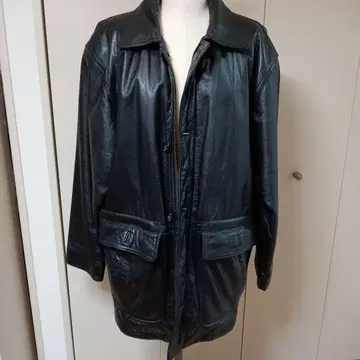 블랙 가죽 코트 롱 기장