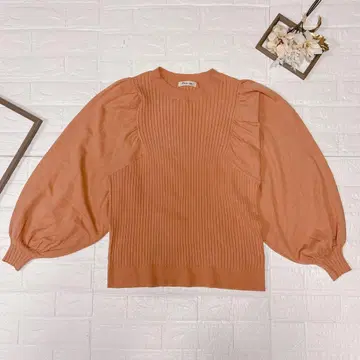 Furry rate 퍼리레이트 퍼프 슬리브 니트 살몬 핑크 F