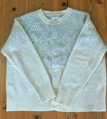 grin 기하학 패턴 아이보리 긴팔 가디건