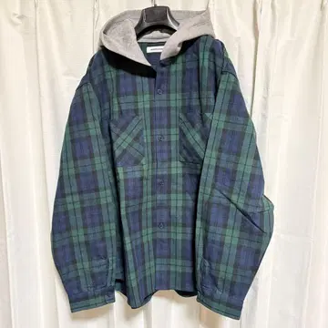 monkey time 후드 부착 체크 셔츠 자켓