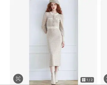 DEICY 깅엄 체크 니트 원피스